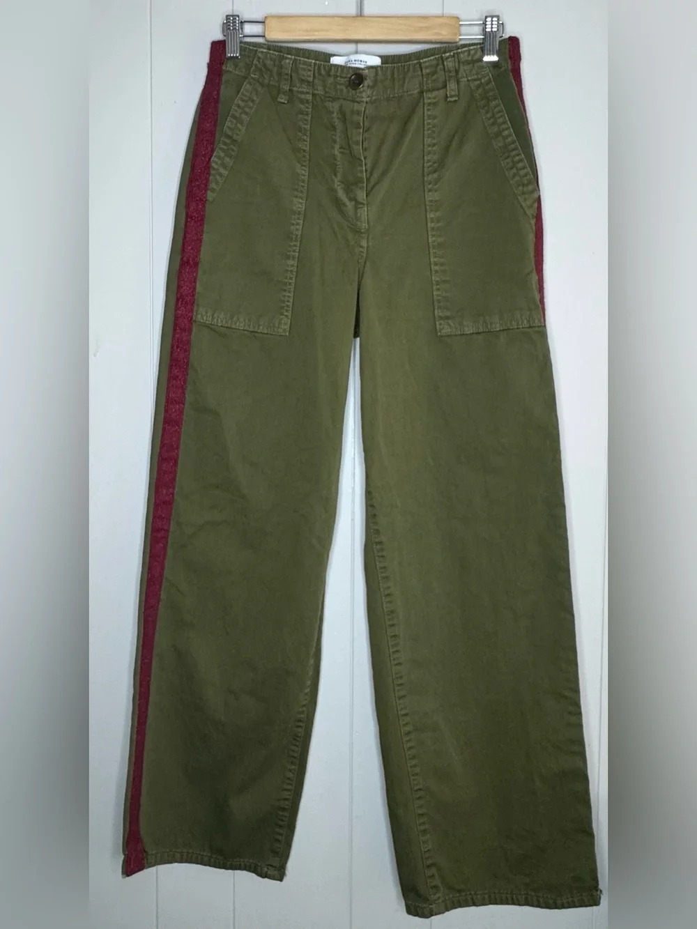 Zara “The Worker Straight “ Olive Wide-Leg Pants Womens Size 4 - Picture 2 of 8